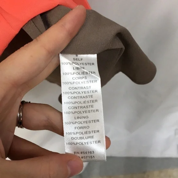 Jessica Simpson Deep Taupe Strappy Dress High-Low Pink Border NEW Sz 8 - Picture 7 of 8